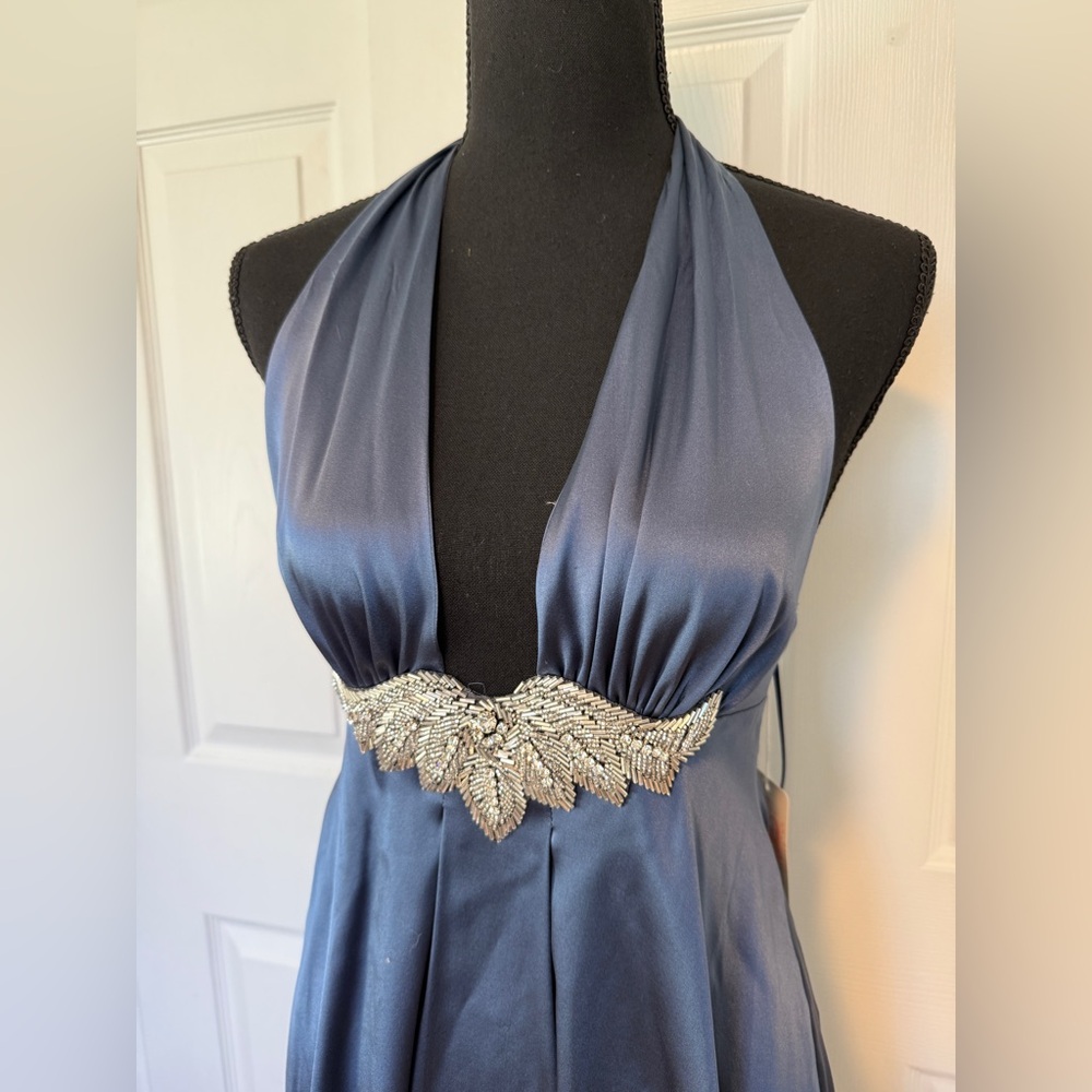 Ingwa Melero Navy Halter Mini Dress with Silver Detail - Picture 2 of 8